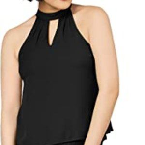 Bar III Women's Sheer Mock Neck Sleeveless Blouse